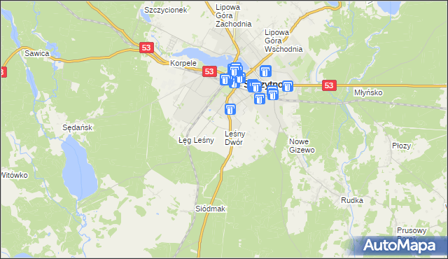 mapa Leśny Dwór gmina Szczytno, Leśny Dwór gmina Szczytno na mapie Targeo
