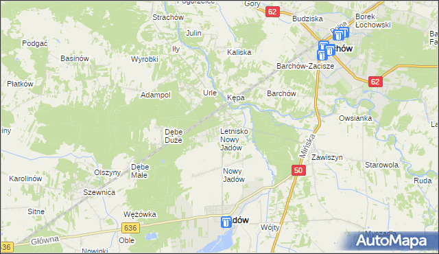 mapa Letnisko Nowy Jadów, Letnisko Nowy Jadów na mapie Targeo
