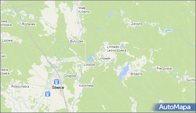 mapa Linówek gmina Śliwice, Linówek gmina Śliwice na mapie Targeo