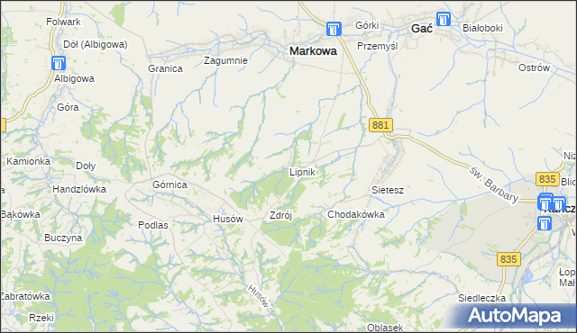 mapa Lipnik gmina Kańczuga, Lipnik gmina Kańczuga na mapie Targeo