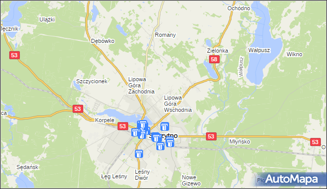 mapa Lipowa Góra Wschodnia, Lipowa Góra Wschodnia na mapie Targeo