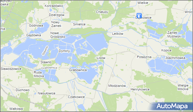 mapa Lisów gmina Milicz, Lisów gmina Milicz na mapie Targeo