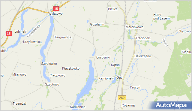 mapa Łosośniki gmina Mogilno, Łosośniki gmina Mogilno na mapie Targeo