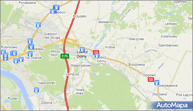 mapa Lubicz Górny, Lubicz Górny na mapie Targeo