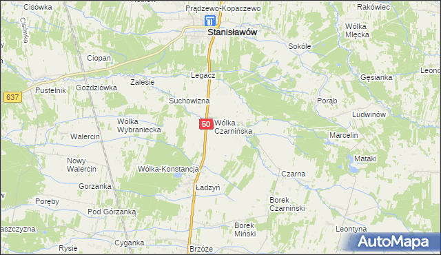 mapa Lubomin gmina Stanisławów, Lubomin gmina Stanisławów na mapie Targeo