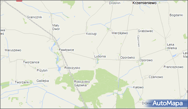 mapa Lubonia gmina Krzemieniewo, Lubonia gmina Krzemieniewo na mapie Targeo
