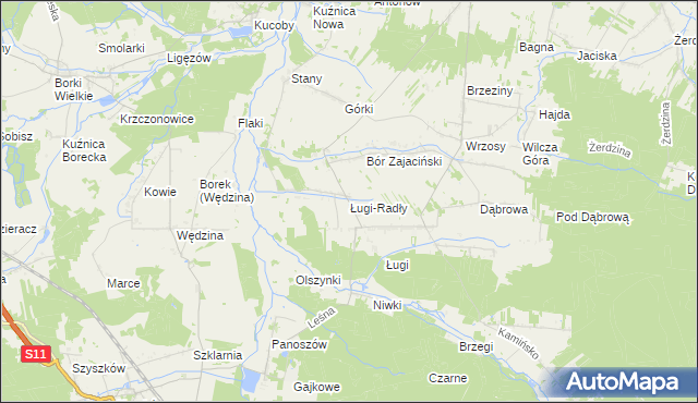 mapa Ługi-Radły, Ługi-Radły na mapie Targeo