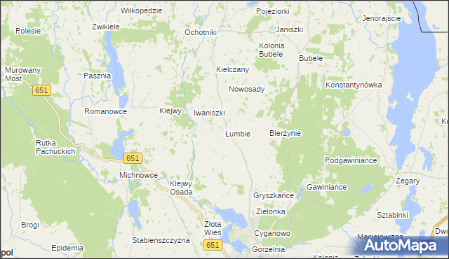 mapa Łumbie, Łumbie na mapie Targeo
