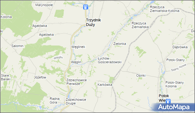 mapa Łychów Gościeradowski, Łychów Gościeradowski na mapie Targeo