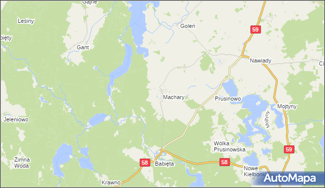 mapa Machary gmina Piecki, Machary gmina Piecki na mapie Targeo