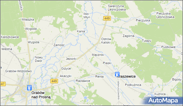 mapa Mączniki gmina Kraszewice, Mączniki gmina Kraszewice na mapie Targeo