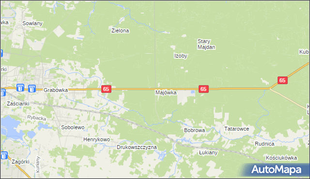 mapa Majówka gmina Supraśl, Majówka gmina Supraśl na mapie Targeo