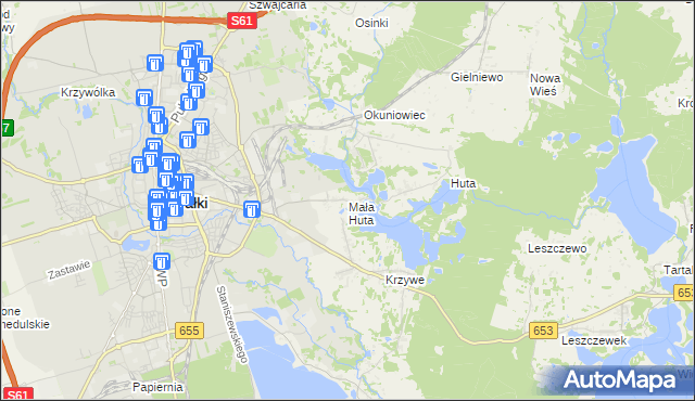 mapa Mała Huta gmina Suwałki, Mała Huta gmina Suwałki na mapie Targeo