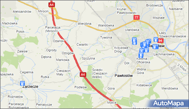 mapa Maleniska gmina Pawłosiów, Maleniska gmina Pawłosiów na mapie Targeo