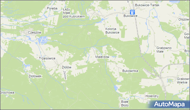 mapa Malerzów, Malerzów na mapie Targeo