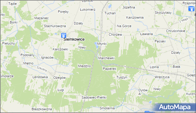 mapa Marchewki gmina Siemkowice, Marchewki gmina Siemkowice na mapie Targeo