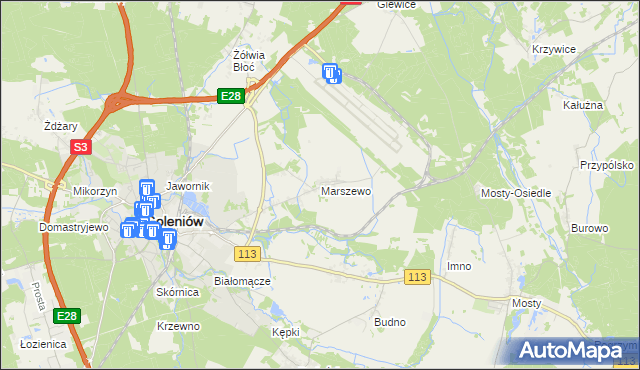 mapa Marszewo gmina Goleniów, Marszewo gmina Goleniów na mapie Targeo