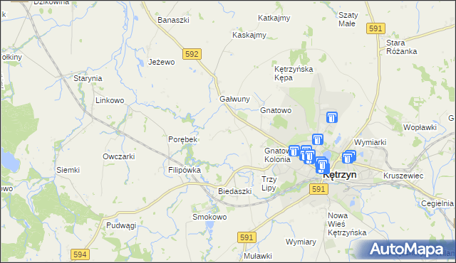 mapa Marszewo gmina Kętrzyn, Marszewo gmina Kętrzyn na mapie Targeo