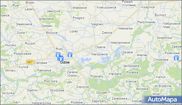 mapa Marszowice gmina Gdów, Marszowice gmina Gdów na mapie Targeo