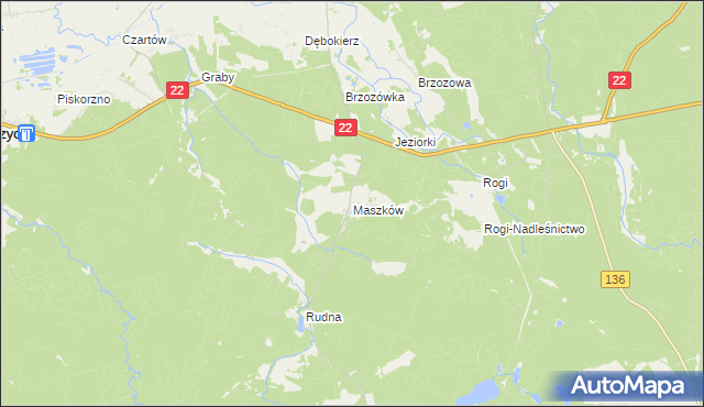 mapa Maszków gmina Krzeszyce, Maszków gmina Krzeszyce na mapie Targeo