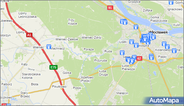 mapa Mazury gmina Brześć Kujawski, Mazury gmina Brześć Kujawski na mapie Targeo