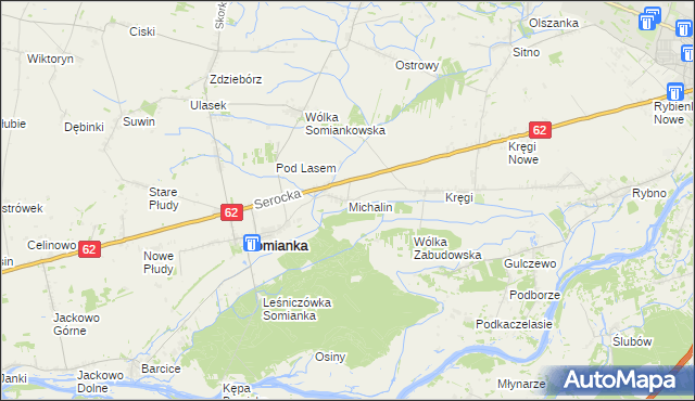 mapa Michalin gmina Somianka, Michalin gmina Somianka na mapie Targeo