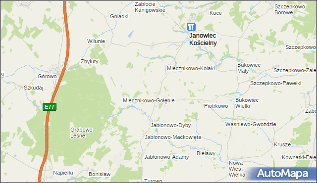 mapa Miecznikowo-Cygany, Miecznikowo-Cygany na mapie Targeo