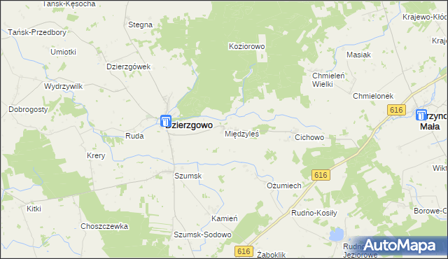 mapa Międzyleś gmina Dzierzgowo, Międzyleś gmina Dzierzgowo na mapie Targeo