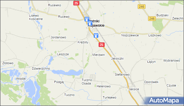 mapa Mierzwin gmina Złotniki Kujawskie, Mierzwin gmina Złotniki Kujawskie na mapie Targeo
