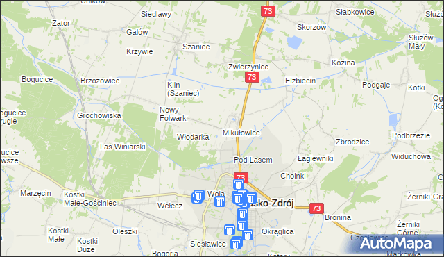 mapa Mikułowice gmina Busko-Zdrój, Mikułowice gmina Busko-Zdrój na mapie Targeo