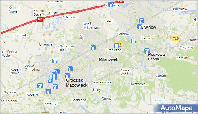 mapa Milanówek, Milanówek na mapie Targeo