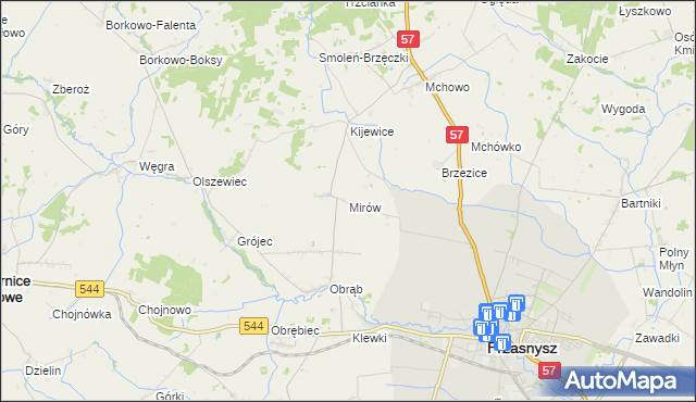 mapa Mirów gmina Przasnysz, Mirów gmina Przasnysz na mapie Targeo