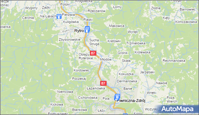 mapa Młodów gmina Piwniczna-Zdrój, Młodów gmina Piwniczna-Zdrój na mapie Targeo