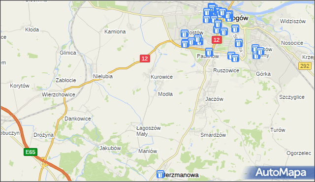 mapa Modła gmina Jerzmanowa, Modła gmina Jerzmanowa na mapie Targeo