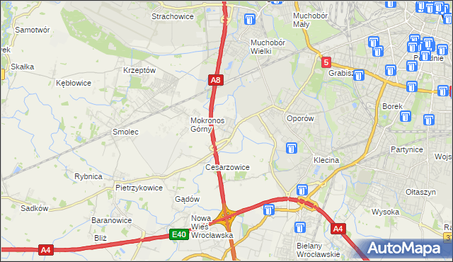 mapa Mokronos Dolny, Mokronos Dolny na mapie Targeo