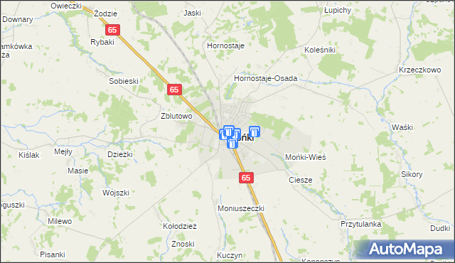 mapa Mońki, Mońki na mapie Targeo