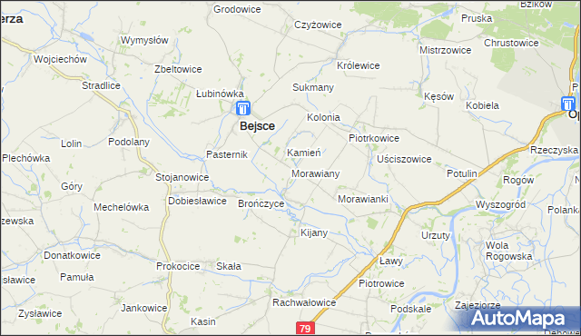 mapa Morawiany, Morawiany na mapie Targeo