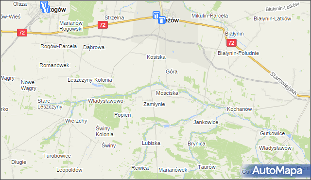 mapa Mościska gmina Jeżów, Mościska gmina Jeżów na mapie Targeo