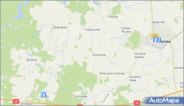 mapa Mościska gmina Wysoka, Mościska gmina Wysoka na mapie Targeo