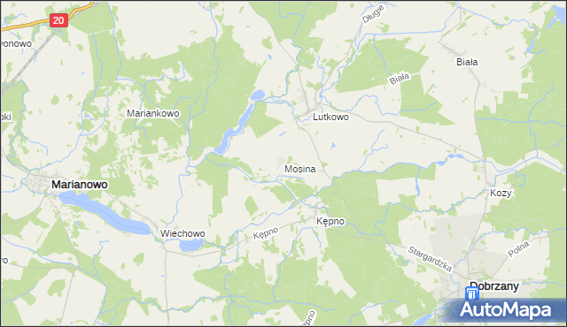 mapa Mosina gmina Dobrzany, Mosina gmina Dobrzany na mapie Targeo
