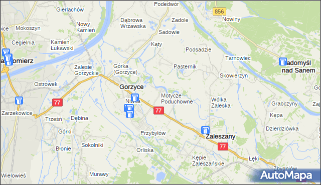 mapa Motycze Poduchowne, Motycze Poduchowne na mapie Targeo