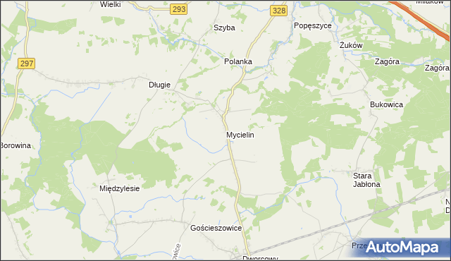 mapa Mycielin gmina Niegosławice, Mycielin gmina Niegosławice na mapie Targeo
