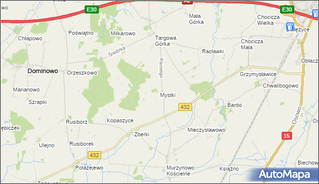 mapa Mystki gmina Nekla, Mystki gmina Nekla na mapie Targeo