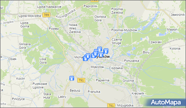 mapa Myszków, Myszków na mapie Targeo