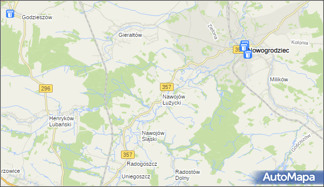 mapa Nawojów Łużycki, Nawojów Łużycki na mapie Targeo