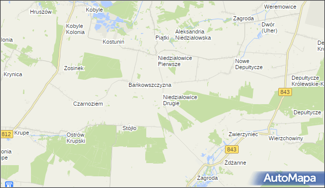 mapa Niedziałowice Drugie, Niedziałowice Drugie na mapie Targeo