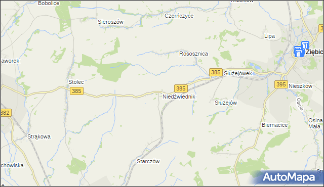 mapa Niedźwiednik gmina Ziębice, Niedźwiednik gmina Ziębice na mapie Targeo