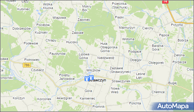 mapa Niedźwiedź gmina Strawczyn, Niedźwiedź gmina Strawczyn na mapie Targeo