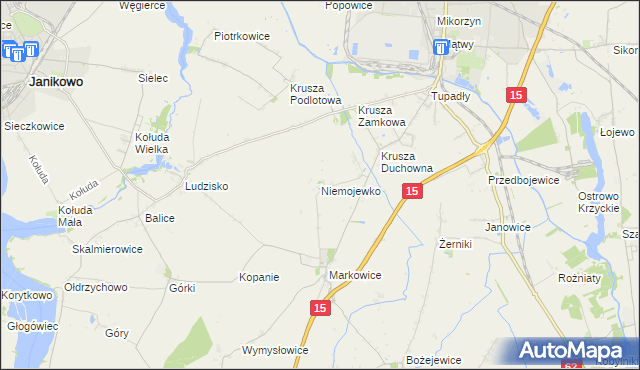 mapa Niemojewko, Niemojewko na mapie Targeo