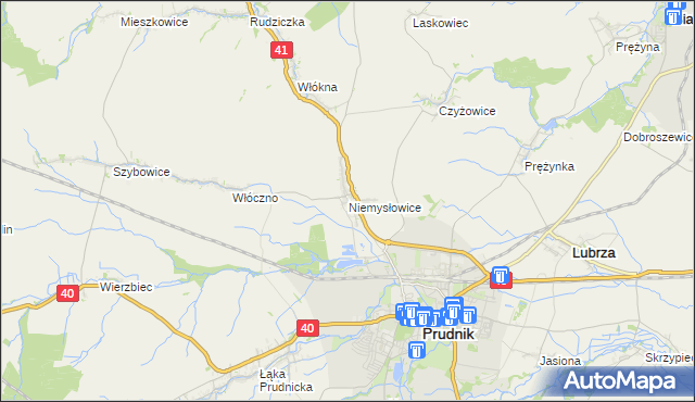 mapa Niemysłowice, Niemysłowice na mapie Targeo